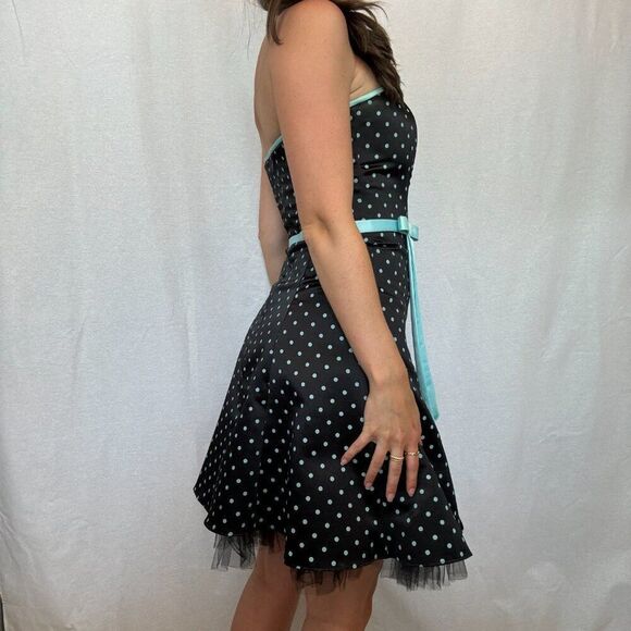 Jessica McClintock Polka Dot Strapless Y2K Mini Dress - Picture 5 of 11